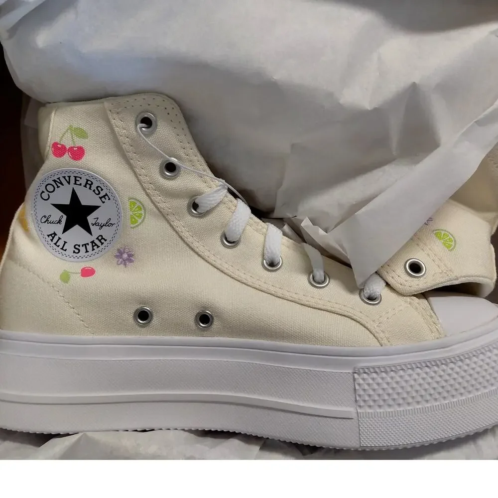 Converse Women Platform High Top Sneakers - Cream Fruit 7 NIB